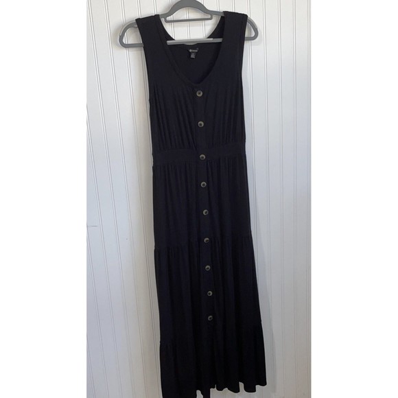 VERSONA Womens Small Black Maxi Tank Tiered Dress Minimalist Boho Peasant - Picture 1 of 13